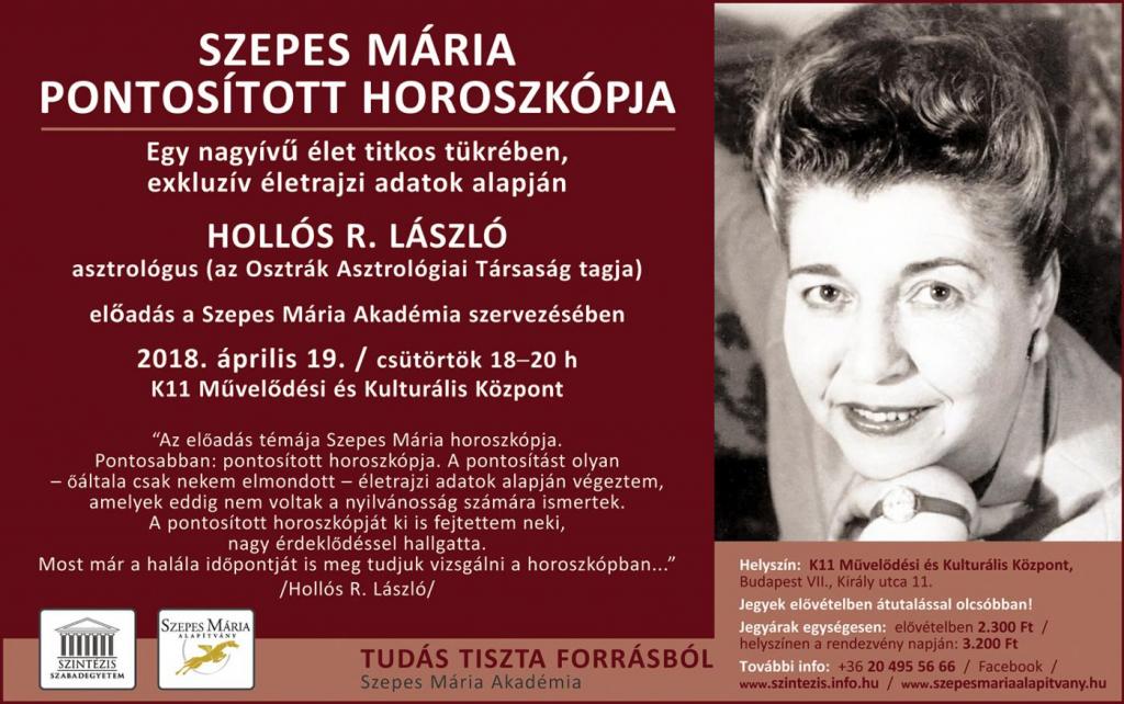 Mit mutat Szepes M&aacute;ria horoszk&oacute;pja?