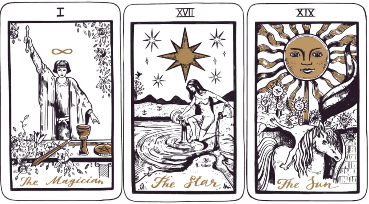 Tarot j&oacute;sl&aacute;s a V&iacute;z&ouml;ntő hav&aacute;ban. A M&aacute;gus, a Csillag &eacute;s a Nap k&aacute;rty&aacute;k &uuml;zenete